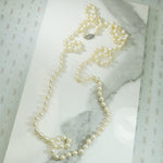 Luxurious Long Platinum Clasped Pearls