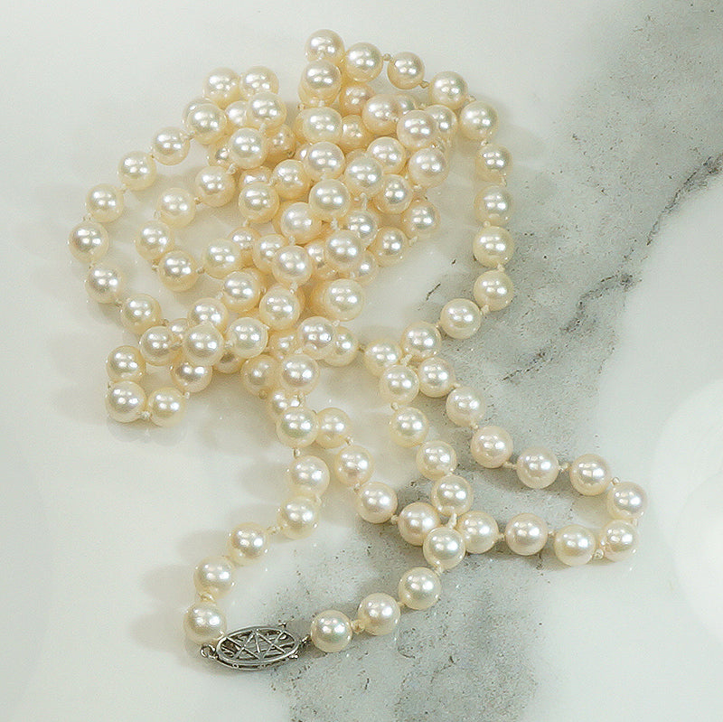 Luxurious Long Platinum Clasped Pearls