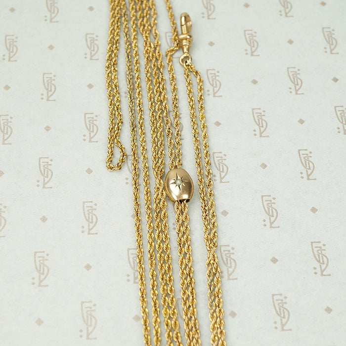 Long Watch Chain with Pearl Slide and Swivel Hook