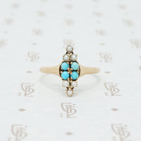 Victorian gold turquoise and pearl ring