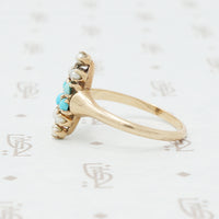 Victorian gold turquoise and pearl ring side view