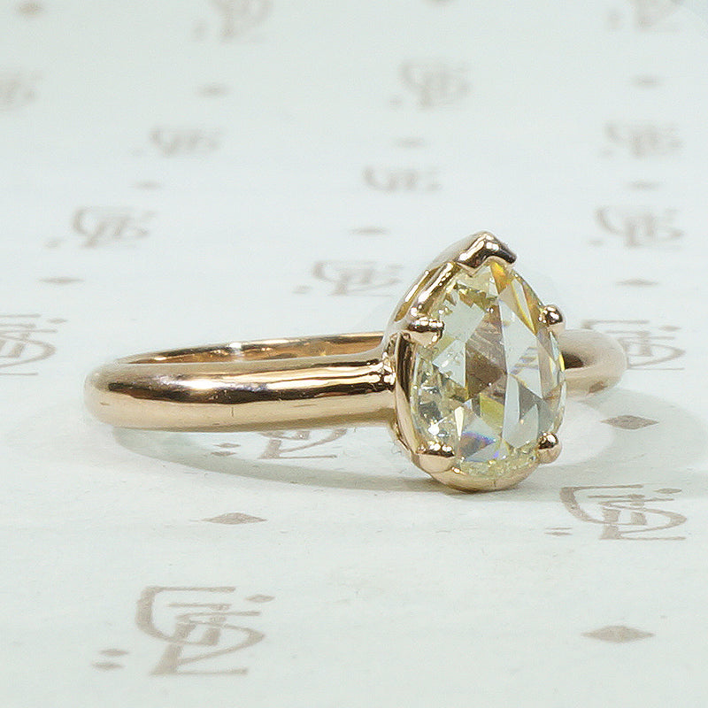 Pear Shaped Rose Cut Diamond Solitaire by GSL
