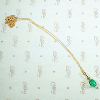 brilliant green columbian emerald pear shaped pendant in recycled 14k yellow gold1.03ct
