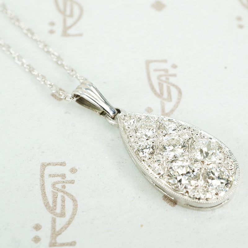 Lovely Tear Drop Shaped Pavé Diamond Pendant