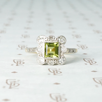 Art Deco Peridot and Diamond Ring