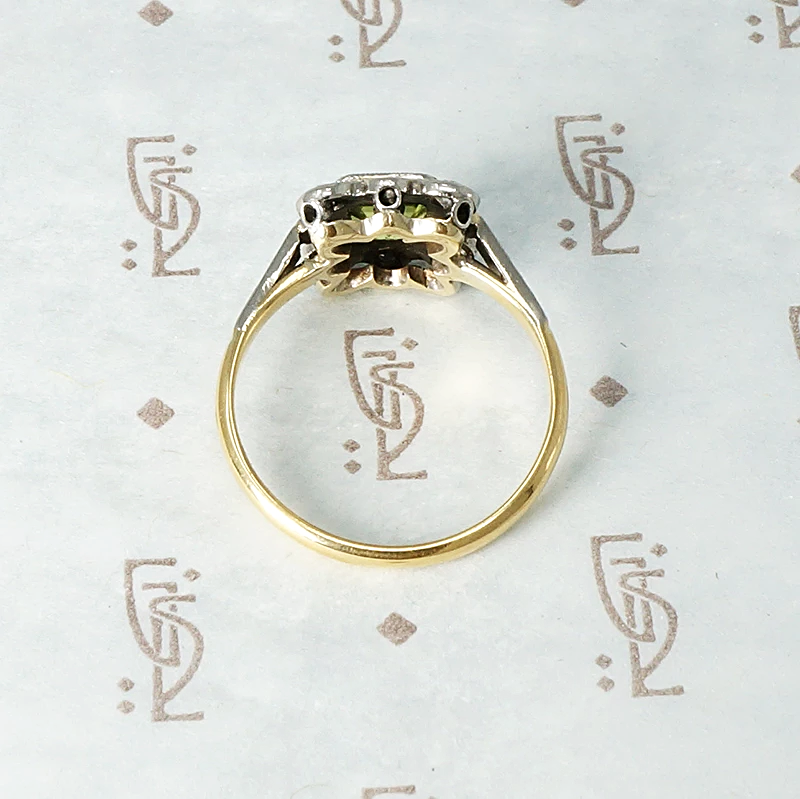 Art Deco Peridot and Diamond Ring