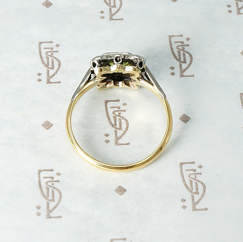 Art Deco Peridot and Diamond Ring