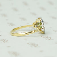 Peridot and Diamond Ring in Platinum on Gold