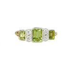 Peridot and Diamond Ring in 18k Yellow Gold and Platinum