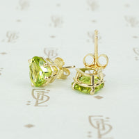 Heart Shaped Peridot Gold Stud Earrings