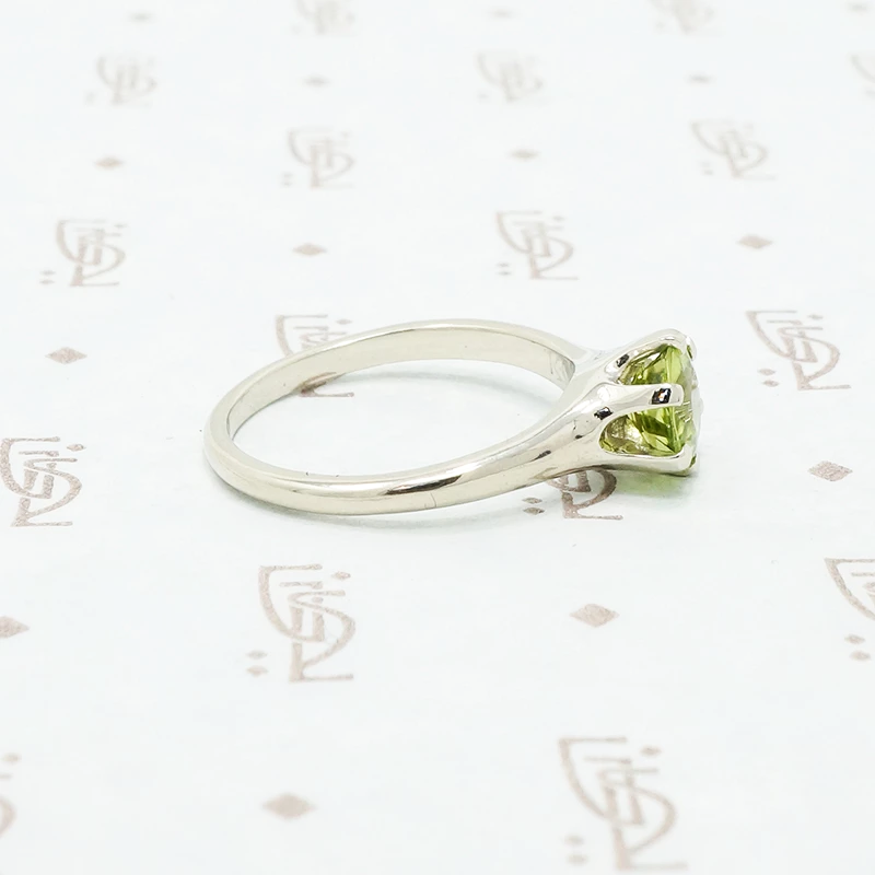 Recycled White Gold Peridot Solitaire