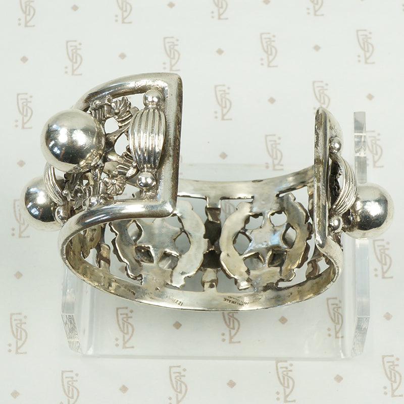 Bold Signed Sterling Peruzzi Cuff Bracelet