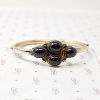 Gorgeous Garnet Silver Gilt Bangle Bracelet