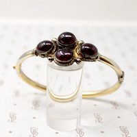 Gorgeous Garnet Silver Gilt Bangle Bracelet