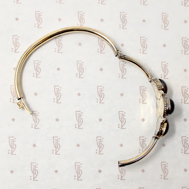 Gorgeous Garnet Silver Gilt Bangle Bracelet