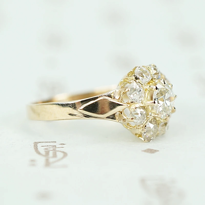 Victorian Old Mine Cut Diamond Cluster Ring