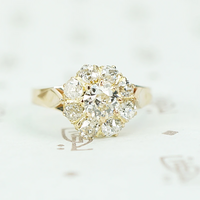 Victorian Old Mine Cut Diamond Cluster Ring