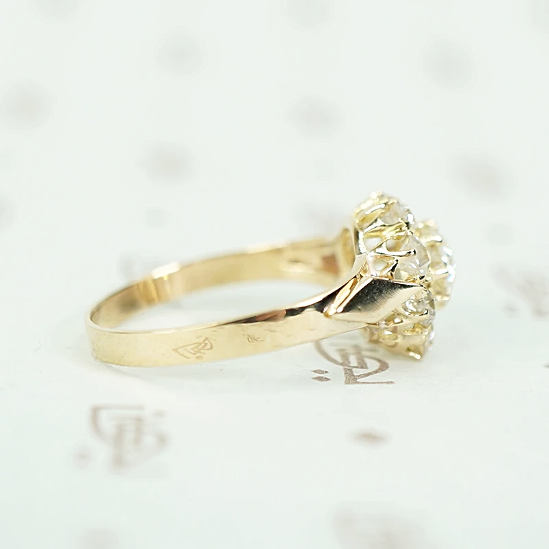 Victorian Old Mine Cut Diamond Cluster Ring