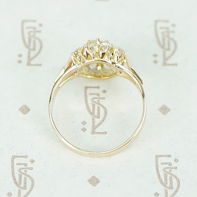 Victorian Old Mine Cut Diamond Cluster Ring