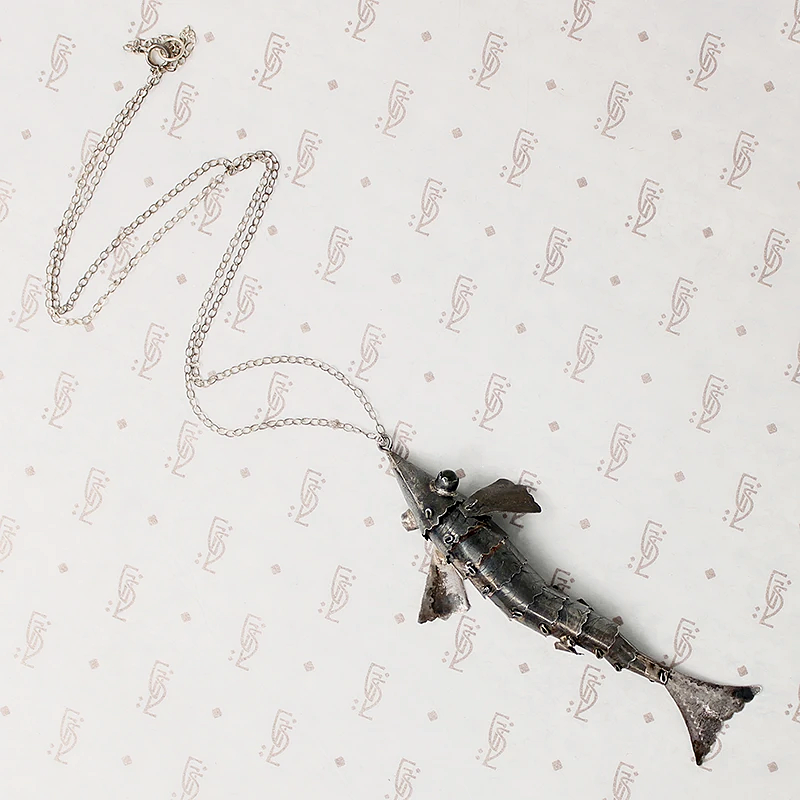 Lively Sterling Silver Articulated Fish Necklace