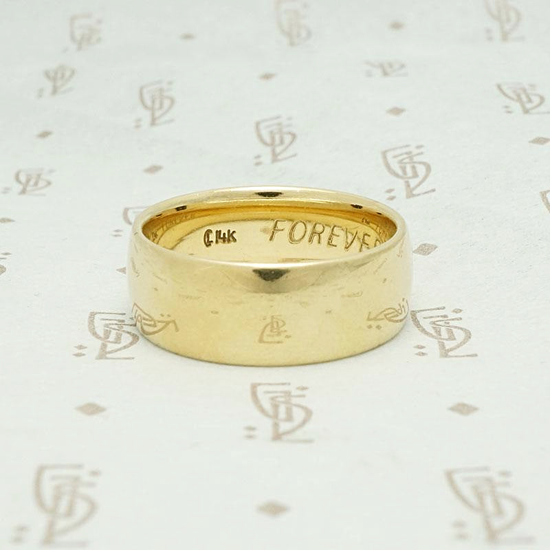 Wide Comfort Fit Vintage Gold Wedding Band