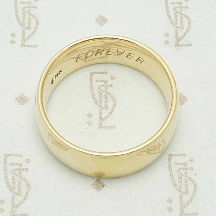 Wide Comfort Fit Vintage Gold Wedding Band