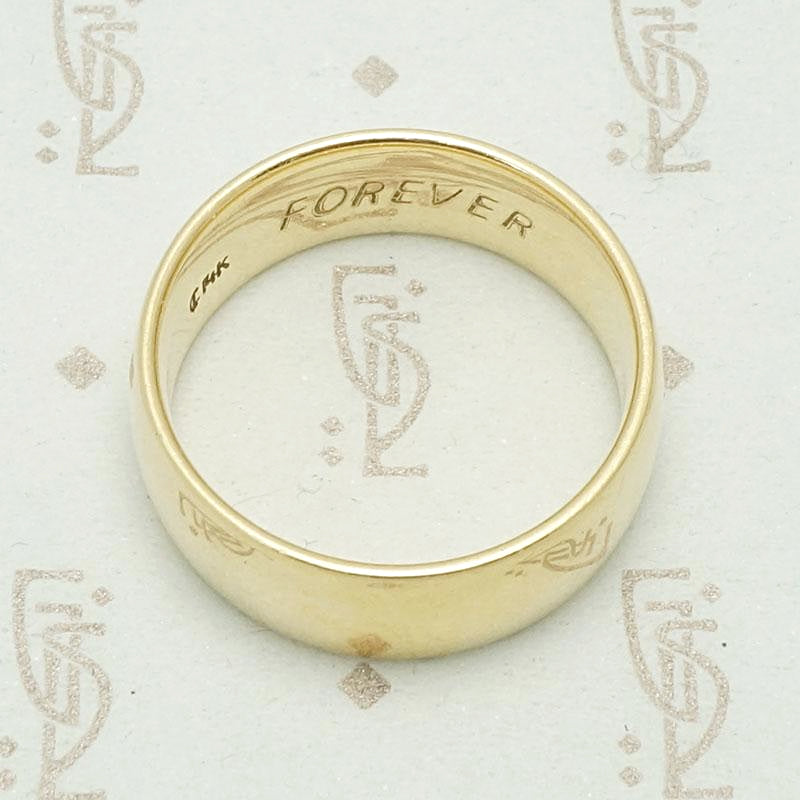 Wide Comfort Fit Vintage Gold Wedding Band