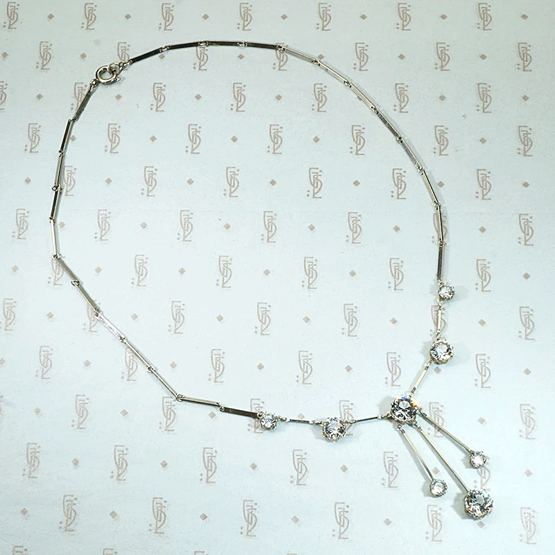 Starry Rock Crystal & Silver Dangle Necklace