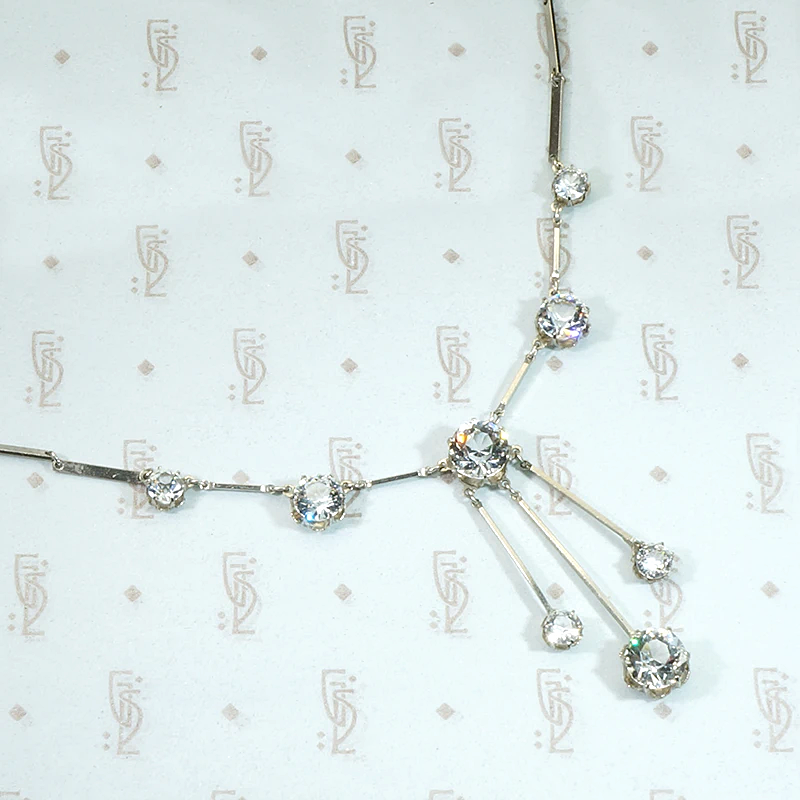 Starry Rock Crystal & Silver Dangle Necklace