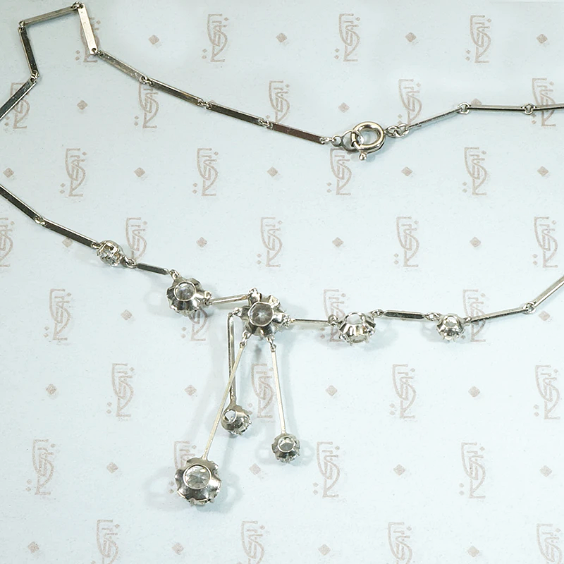 Starry Rock Crystal & Silver Dangle Necklace