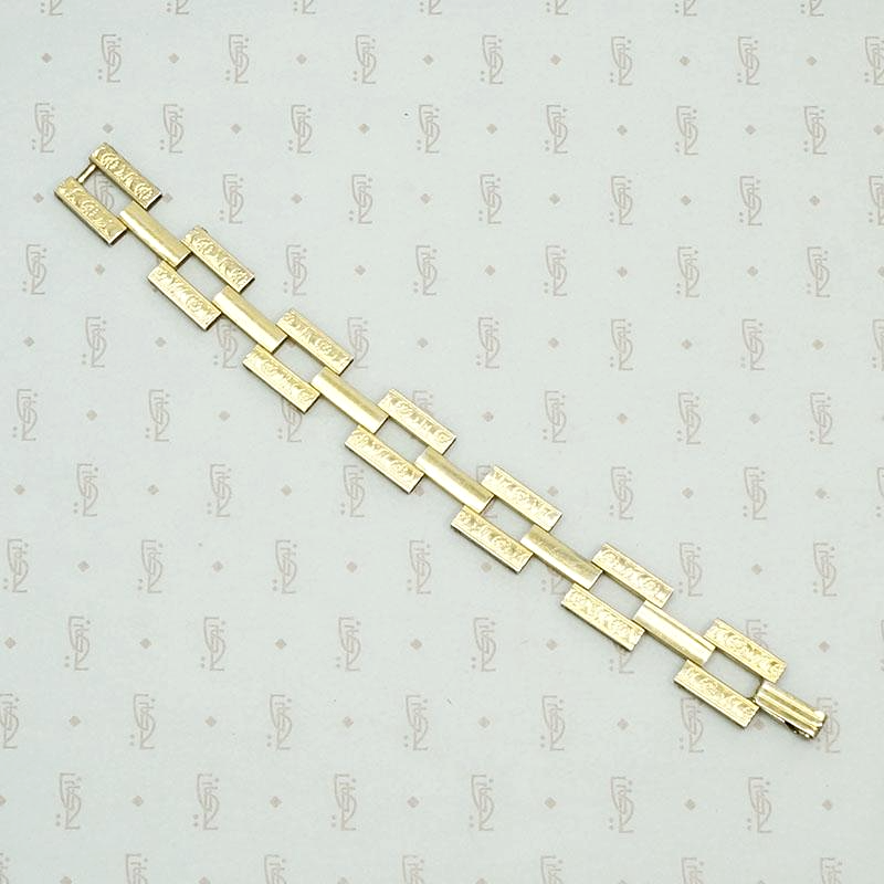 Engraved Gilded Silver 1940s Ladder Bracelet