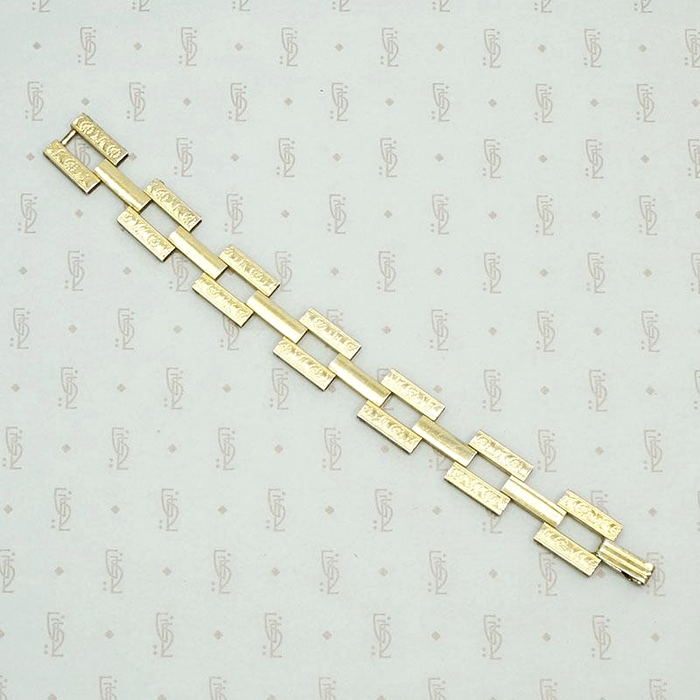 Engraved Gilded Silver 1940s Ladder Bracelet