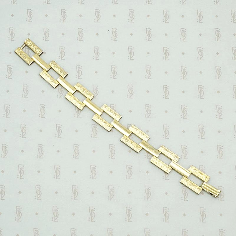 Engraved Gilded Silver 1940s Ladder Bracelet