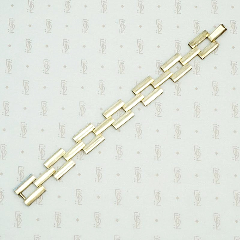 Engraved Gilded Silver 1940s Ladder Bracelet, back view.