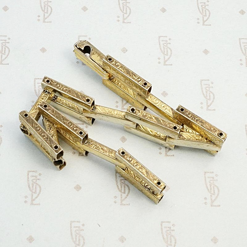 Engraved Gilded Silver 1940s Ladder Bracelet, side view.
