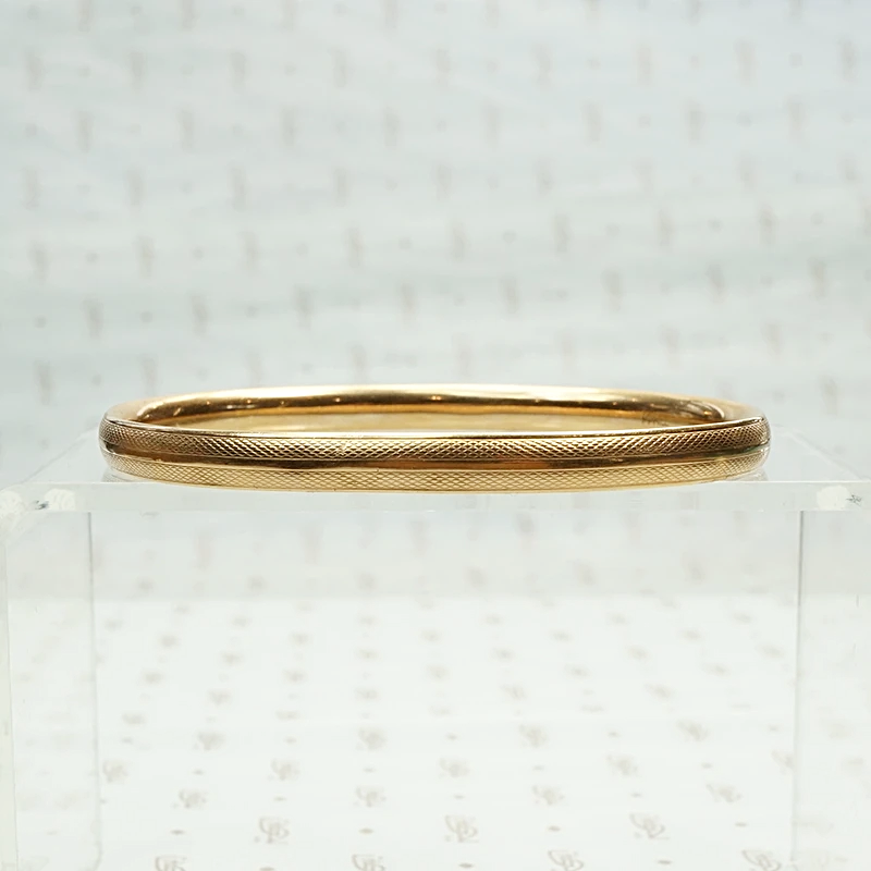 Engraved Gold Vintage Bangle Signed Krementz