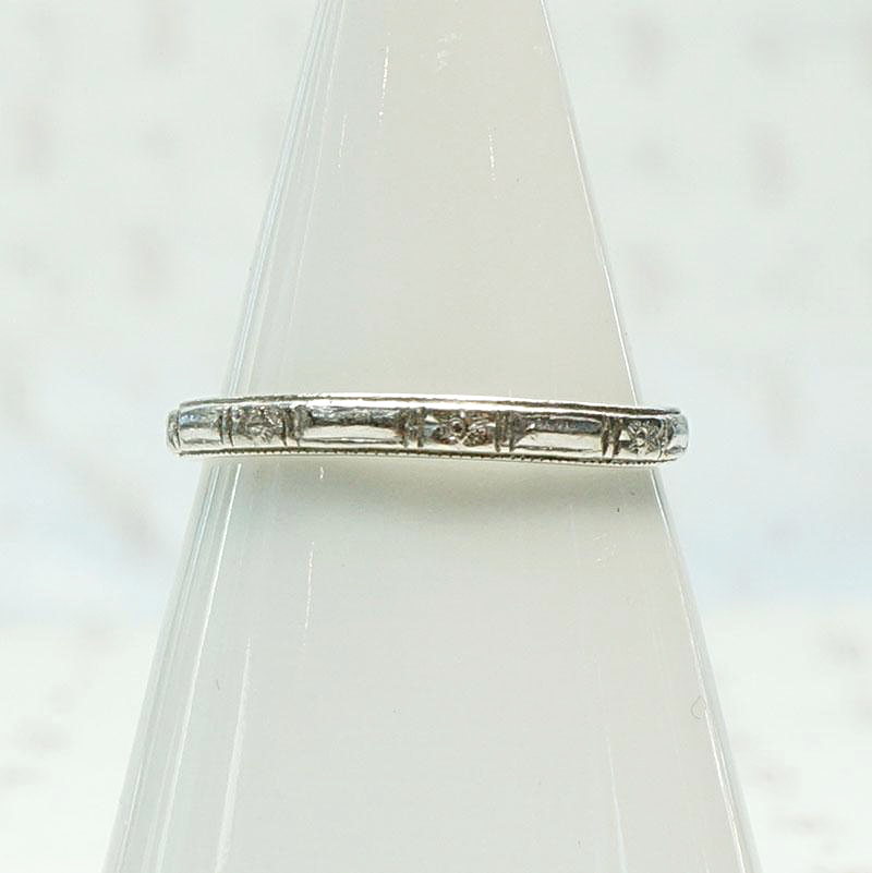 Art Deco Flowers and Bars Platinum Band