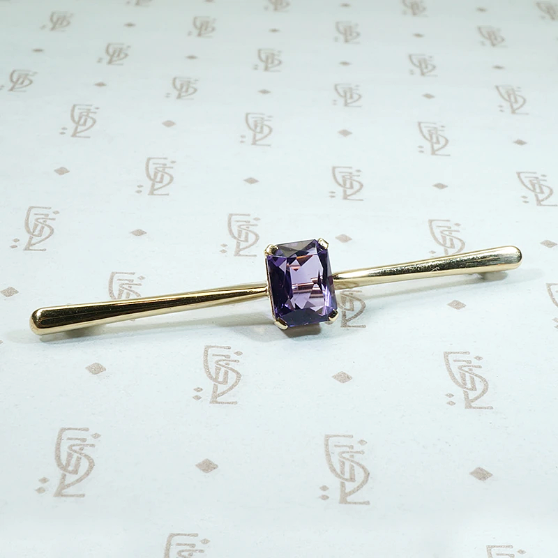 Elegant English Amethyst Bar Pin