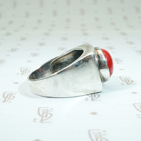 Lipstick Red Chunky Vintage Silver Ring