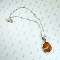 Chunky Amber Silver Pendant