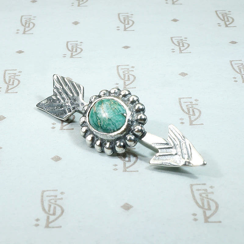 Turquoise Arrow Brooch in Silver