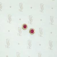 Sweet Ruby Studs in Gold Halos