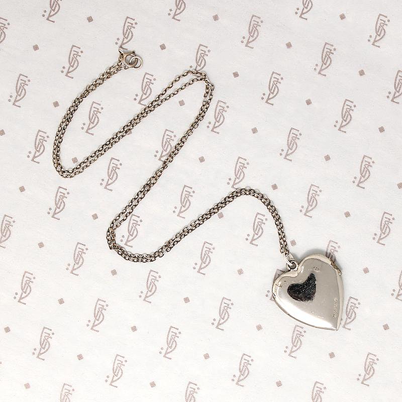 Pinstriped Sterling Silver Heart Locket