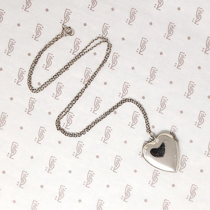 Pinstriped Sterling Silver Heart Locket