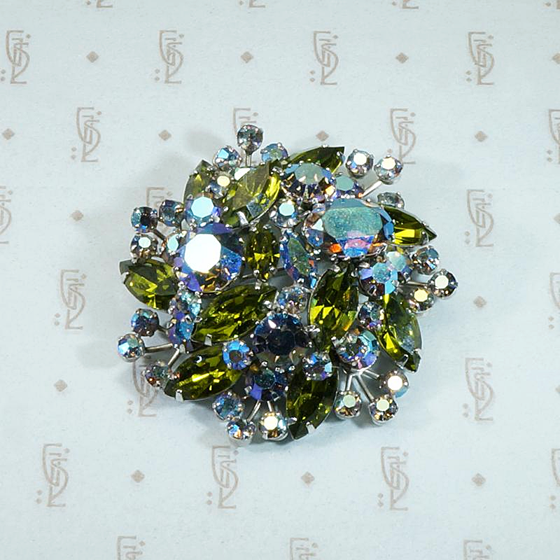 Exquisite Mid Century Sherman Crystal Brooch