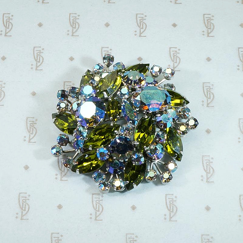 Exquisite Mid Century Sherman Crystal Brooch