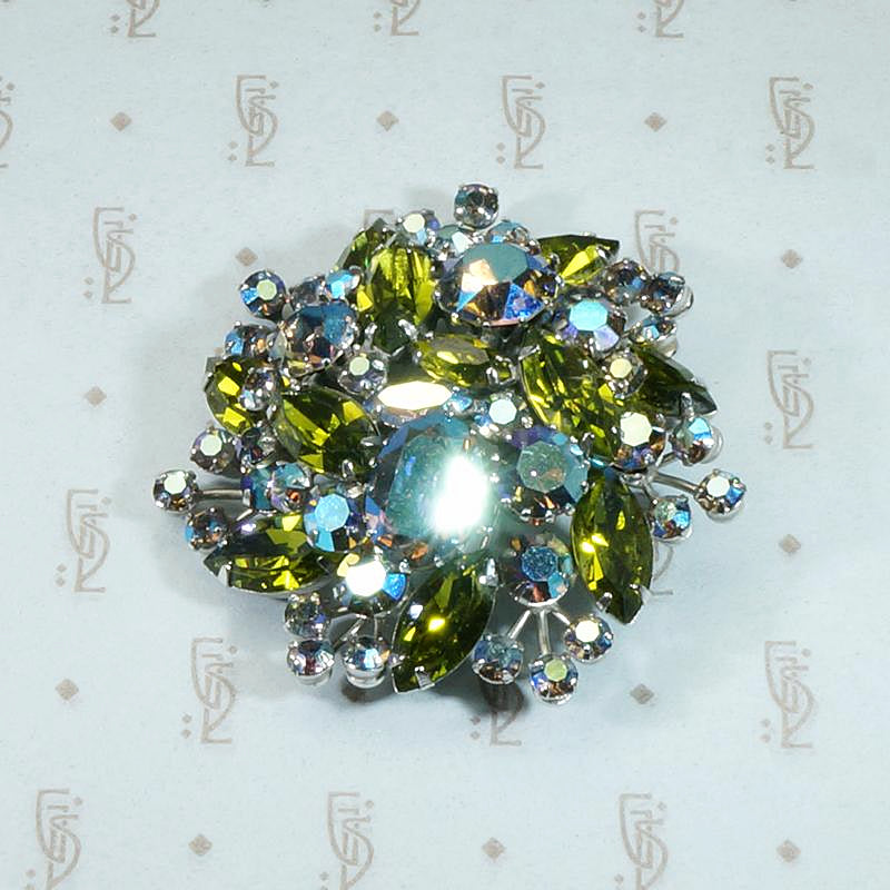 Exquisite Mid Century Sherman Crystal Brooch