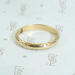Art Deco Wedding Band with Scalloped Edge