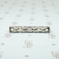 Two Tone Engraved Gold with Diamond & Pearls Pin by Krementz