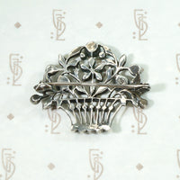 Cheerful Flower Basket Brooch with Colorful Paste